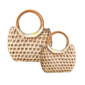 ช่างฝีมือกระเป๋าถือผักตบชวาทำมือกระเป๋าผู้หญิงสำหรับผู้หญิงตะกร้าของผู้หญิงเหมาะสำหรับชุดลำลอง - Product Image 1