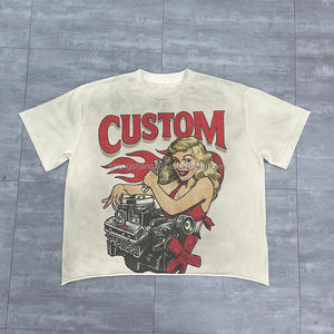 T-shirt surdimensionné à coupe ample en coton 100% personnalisé avec impression DTG, ourlet brut, lourd, délavé à l'acide, pour hommes - Product Image 4