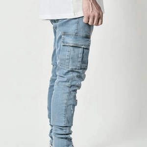 Pantalones Vaqueros Ajustados Elásticos para Hombre al por Mayor, Pantalones de Mezclilla Casuales de Moda, Ajustados, Transpirables, de Marca, Personalizados - Product Image 3