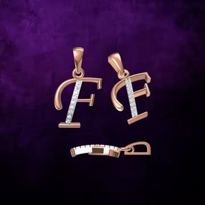 Colgantes y Dijes de Joyería Fina con Letra 'F' Chapados en Oro Unisex, Diamante Moissanita Apto para Niños para Fiestas - Product Image 3