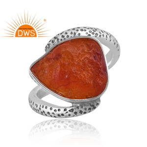 Hot Selling <b>Oxidized</b> Sterling Silver Natural Rough Carnelian Gemstone Twisted Ring Custom Jewelry Manufacturer - Product Image 4
