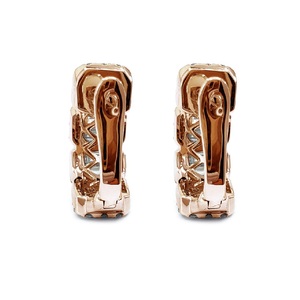 Livraison rapide Bijoux Habile Top Qualité 18k Solide Or Rose Véritable Diamant Baguette Et Cerceaux Ronds Boucle D'oreille Pour Femme - Product Image 3