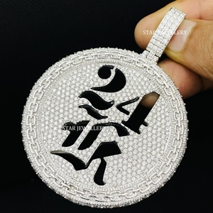 Joyería STAR, Colgante con Letra y Logotipo Personalizado, Chapado en Oro Cristiano de 10K, con Diamantes Cultivados en Laboratorio, Corte Brillante, Estilo Hip Hop, Unisex - Product Image 5