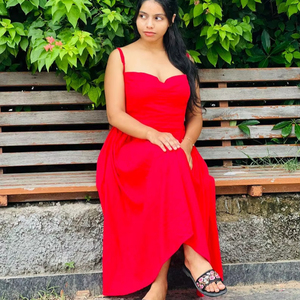 white christmas dresses Red Puff Sleeve Fit-and-Flare Dress with Lace Trim – Retro Summer Romance main image 0