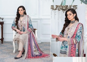 Alta calidad señoras Shalwar Kameez calidad de exportación paquistaní bordado algodón/trajes de césped de talla grande suéteres de verano para mujer - Product Image 3