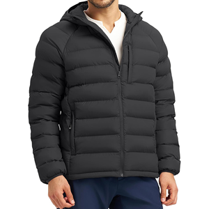 Veste matelassée en toile légère avec capuche pour hommes, imperméable, chaude et isolée pour le ski et les voyages décontractés - Product Image 1