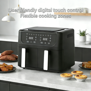 Freidora de Aire Digital Clásica de 9L con Doble Cesta, Sin Aceite, de Acero Inoxidable, Diseño Cuadrado Moderno, Eléctrica y Manual para el Hogar - Product Image 5