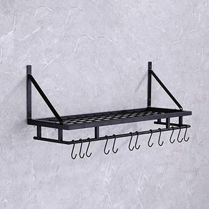 New Arrival Hard Metal Black Hooks & <b>Rails</b> <b>Wall</b> <b>Mounted</b> Portable Shelves for Living Room Bedroom Kitchen Home Decor - Product Image 2