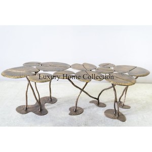 Conception de feuille florale Texture de fleur Table Console en métal et Table d'appoint couleur or fournitures de meubles de conception de luxe faites à la main - Product Image 4