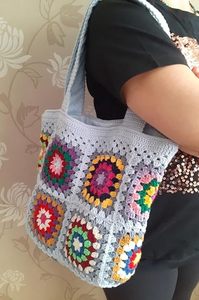Sac à main à bandoulière en tricot de grande taille Granny Square Tole, sac fourre-tout esthétique à motif de crochet fait à la main pour filles OEM Made In Vietnam - Product Image 2