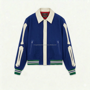 High Quality Wool Jacket Urban Fashion Skeleton Bone Pattern Varsity Jacket Customizable Chenille <b>Patch</b> Letterman Jacket - Product Image 2
