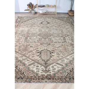 Vintage 9.5x12.1 ft Rug, Oversize Turkish Rug, <b>Brown</b> Blue Ombr Rug - Product Image 1