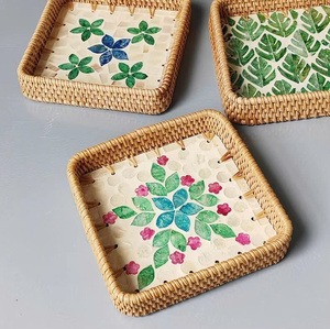 Plateau de service de stockage tissé en rotin coloré personnalisable Offres Spéciales pour thé fruits nourriture sèche décoration de la maison du Vietnam - Product Image 3