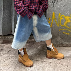 Pantalones vaqueros lavados Vintage personalizados para hombre, pantalones cortos de pierna ancha de algodón 100%, diseñador de moda, pantalones vaqueros holgados de calle para hombre - Product Image 3