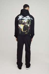 Pantalones de hombre para correr Vintage de tiro medio de PANA con bolsillo de panel negro de peso pesado, diseño rasgado lavado, ajuste holgado, cordón informal - Product Image 2