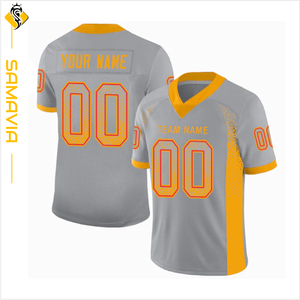 เสื้ออเมริกันฟุตบอลแบบทีมสั่งทำพิเศษ แขนสั้น ผ้าโพลีเอสเตอร์พิมพ์ลาย ป้องกันรังสียูวีสำหรับฤดูร้อน พร้อมจัดส่ง - Product Image 1