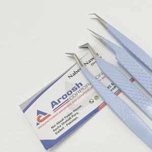 Pince à épiler d'extension de cils en acier inoxydable bleu bébé à 45 degrés avec logo personnalisé en gros pointue pour la beauté russe - Product Image 6