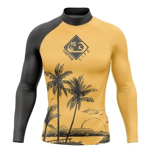 Top tendance manches longues chemise d'entraînement personnalisée léger Gym 3D imprimé été haut Notch Rash Guard hommes Jogging porter - Product Image 3