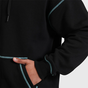 Sudadera con capucha y cremallera de lana de peso pesado para hombre, sudadera de gran tamaño personalizada con logotipo estampado de hojaldre, nueva cremallera doble de algodón de alta calidad para otoño - Product Image 6
