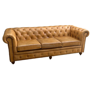 Sofá de 3 Plazas de Cuero Genuino Premium |   Sofá Chesterfield de Cuero |   Muebles de Lujo para Sala de Estar |   Fabricante Mayorista - Product Image 5