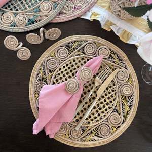 Caracol แผ่นรองอาหารสุดหรูสไตล์โบฮีเมียนแบบวินเทจสีเหลืองโบฮีเมียนเป็นมิตรต่อสิ่งแวดล้อมสำหรับร้านอาหารในบ้านสไตล์ย้อนยุค - Product Image 3