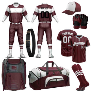 Conjuntos de uniformes de béisbol de diseño personalizado, equipos de uniformes de softbol de equipo adulto de color granate y blanco con nombre y número de equipo personalizado - Product Image 5