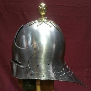 Casque de chevalier allemand en argent médiéval, casque de chevalier européen, costume de reconstitution historique, armure de chevalier - Product Image 1