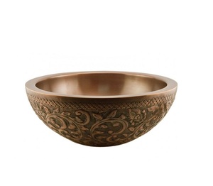 Évier en cuivre martelé de conception tendance forme ronde et évier de bassin de taille personnalisée pour l'utilisation de salle de bain et de cuisine - Product Image 2