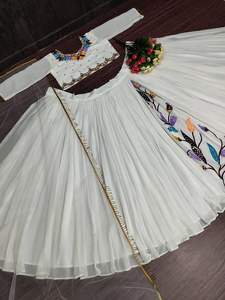 Lehenga de Diseño para Mujer, con Cadenas y Lentejuelas, Estilo Georgette Pesado, con Dupatta de Red, Traje Tradicional Indio para Bodas y Fiestas, de Alta Calidad - Product Image 5