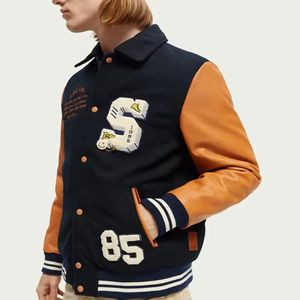 Parche bordado personalizado Vintage Letterman Varsity chaqueta al por mayor Pu cuero mangas Varsity chaqueta de béisbol - Product Image 6