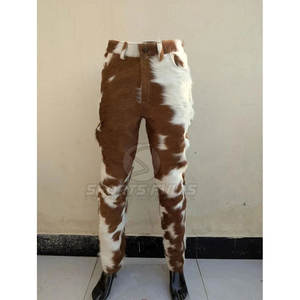 Pantalones de piel de pelo con patrón personalizado para hombre Pantalones de pelo de piel de vaca real para hombre - Product Image 2