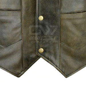 Gilet en cuir personnalisé tendance pour homme, veste sans manches de motard en cuir véritable, vente directe d'usine ODM, vente en gros - Product Image 6