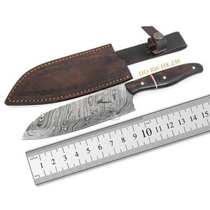 Cuchillo de acero de Damasco personalizado, cuchillo de bolsillo de caza hecho a mano de palisandro exótico de 192 capas, cuchillo forjado de acero inoxidable de cuero - Product Image 5