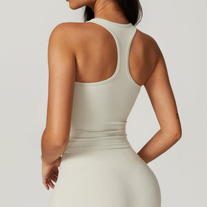 Camiseta sin Mangas para Mujer con Logotipo Personalizado OEM, Etiqueta al por Mayor, Linda, Básica, Lisa, de Punto, para Entrenamiento, de Alta Calidad - Product Image 3