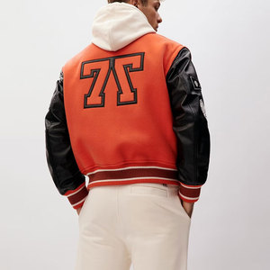 Hiver Trendy High Street Woolen Varsity Baseball Jacket Quick Dry Confortable avec broderie élégante Stand Collar Outwear - Product Image 2