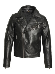 <b>Mens</b> Motorcycle Classic Leather <b>Jacket</b> Retro Racer Cafe Bikers Real Genuine Leather Removeable Shearling Fur Collar Vintage OEM - Product Image 2