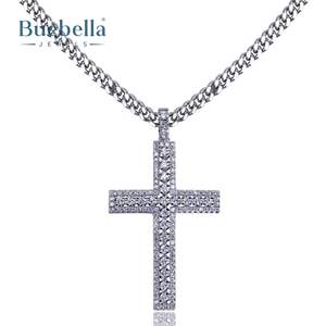 Fashion Men's <b>Cross</b> Moissanite Pendant <b>Necklace</b> 925 <b>Silver</b> & 18K Gold Plated Stylish Iced out Design - Product Image 4