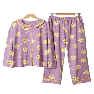 Conjunto de Pijama de Algodón con Estampado Floral para Mujer, Talla Grande, Ropa de Dormir Informal para el Invierno - Product Image 1