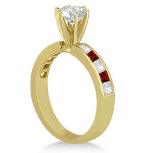 18K Yellow <b>Gold</b> Romantic <b>Dainty</b> Engagement <b>Ring</b> with Channel Garnet & Marquise Cut Diamond Oval Cut Diamond (0.60ct) - Product Image 3