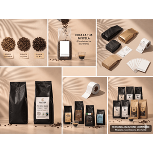 เมล็ดกาแฟคั่วกลาง รสชาติอ่อนโยน แบรนด์ส่วนตัว บรรจุถุง 1 กก. พร้อมวาล์ว 50% อาราบิก้า-50% โรบัสต้า คั่วแบบคราฟต์ในอิตาลี - Product Image 2