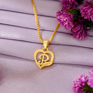 Colgante de letra P en oro amarillo, unisex, con dije elegante - Product Image 1