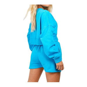 Personnalisé propre votre Logo tenue décontracté surdimensionné femmes sweats et shorts confortable grande taille 100% coton femmes Streetwear - Product Image 2