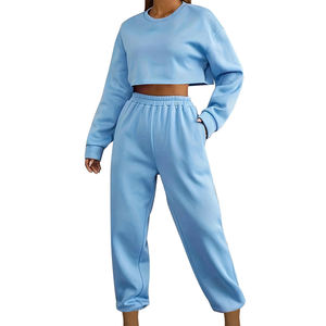 Plain Color Women Tracksuit Street Wear New Winter Women <b>Track</b> <b>Suit</b> For Adult Custom Casual 100% Cotton Sweat <b>Suit</b> <b>Ladies</b> - Product Image 1