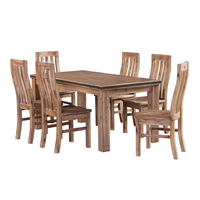 Ensemble table et chaises en bois de marque ATLAS, 6 chaises, meubles de salle à manger en bois de fabricant du Vietnam