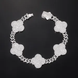 Pulsera de Eslabones Cubanos Geométricos de 6 mm con Incrustaciones de Moissanita, Joyería de Diamantes Unisex de Moda Hip Hop, Regalo de Tendencia - Product Image 4