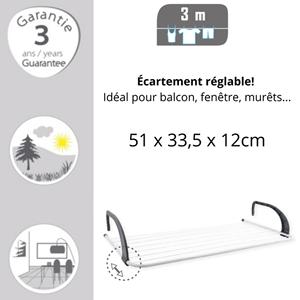 Sèche-linge de balcon blanc et gris de 3 m - Product Image 2