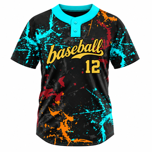 High Quality Wholesale OEM Baseball Jerseys <b>Shirts</b> <b>Two</b> Button Personalized Name Number Logo Softball Jersey for Men - Product Image 1