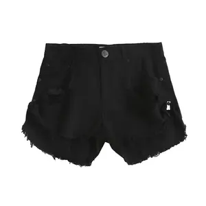 Femmes été décontracté taille haute Streetwear respirant Denim Shorts chauds Jean lavé avec décoration en dentelle fabriqué au Pakistan - Product Image 1