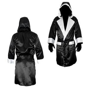 ชุดคลุมชกมวย2025สำหรับผู้ชายผ้าโพลีเอสเตอร์สีดำระบายอากาศได้ดีชุดฝึกมวยไทย MMA - Product Image 6