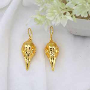 Women's New Fashion Gold-Plated Brass Drop Earrings Trendy <b>Ethnic</b> Style Eagle Head & Crow Skull Ear Jewelry <b>Accessory</b> - Product Image 3